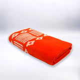 Serviette de plage éponge velours Jacquard Orange 90x170 400g/m² - Oranza